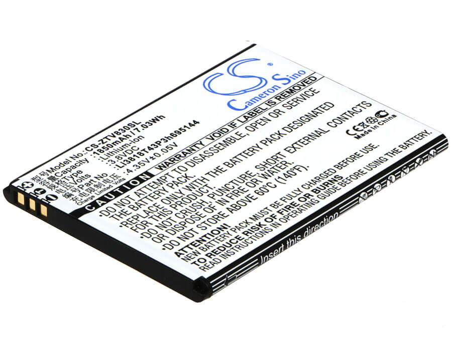 3.8V, 1850mAh, Li-ion Battery fits Zte, Blade G Lux, Kis 3 Max, 7.03Wh