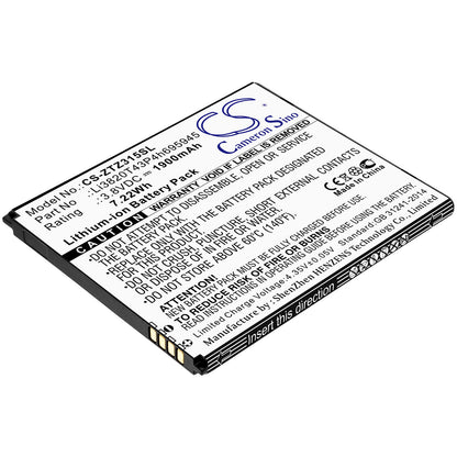 3.8V, 1900mAh, Li-ion Battery fits Zte, Blade Vantage 2, Z3153, 7.22Wh