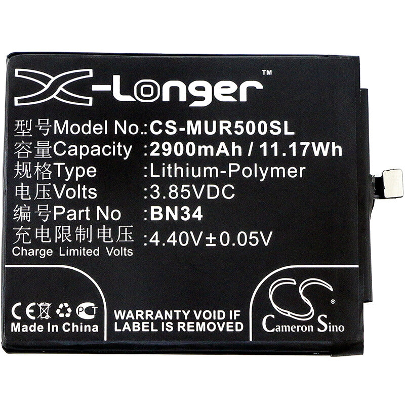 3.85V, 2900mAh, Li-Polymer Battery fits Redmi, 5a, M5a, 11.165Wh