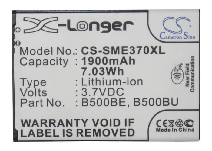 CS-SME370XL, Mobile, Smartphone 3.7V, 1900mAh, Li-ion Battery fits Samsung, Galaxy S4 Mini, Galaxy S4 Mini Duos, 7.03Wh