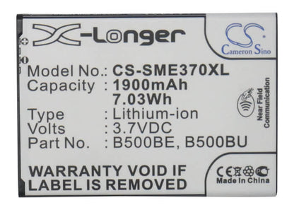 CS-SME370XL, Mobile, Smartphone 3.7V, 1900mAh, Li-ion Battery fits Samsung, Galaxy S4 Mini, Galaxy S4 Mini Duos, 7.03Wh
