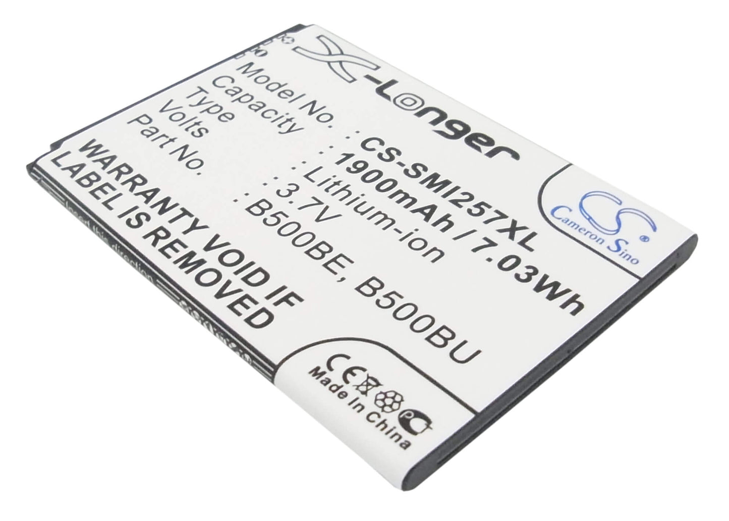 CS-SMI257XL, Mobile, Smartphone 3.7V, 1900mAh, Li-ion Battery fits Samsung, Galaxy S4 Mini, Galaxy S4 Mini Duos, 7.03Wh