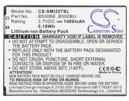 3.7V, 1400mAh, Li-ion Battery fits Samsung, Galaxy S4 Mini, Galaxy S4 Mini Duos, 5.18Wh