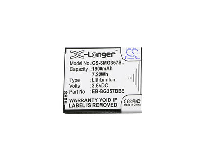 CS-SMG357SL, Mobile, Smartphone 3.8V, 1900mAh, Li-ion Battery fits Samsung, Galaxy Ace 4 Lte, Galaxy Ace Style Lte, 7.22Wh