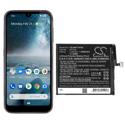 3.85V, 3000mAh, Li-Polymer Battery fits Nokia, 4.2, Ta-1150, 11.55Wh