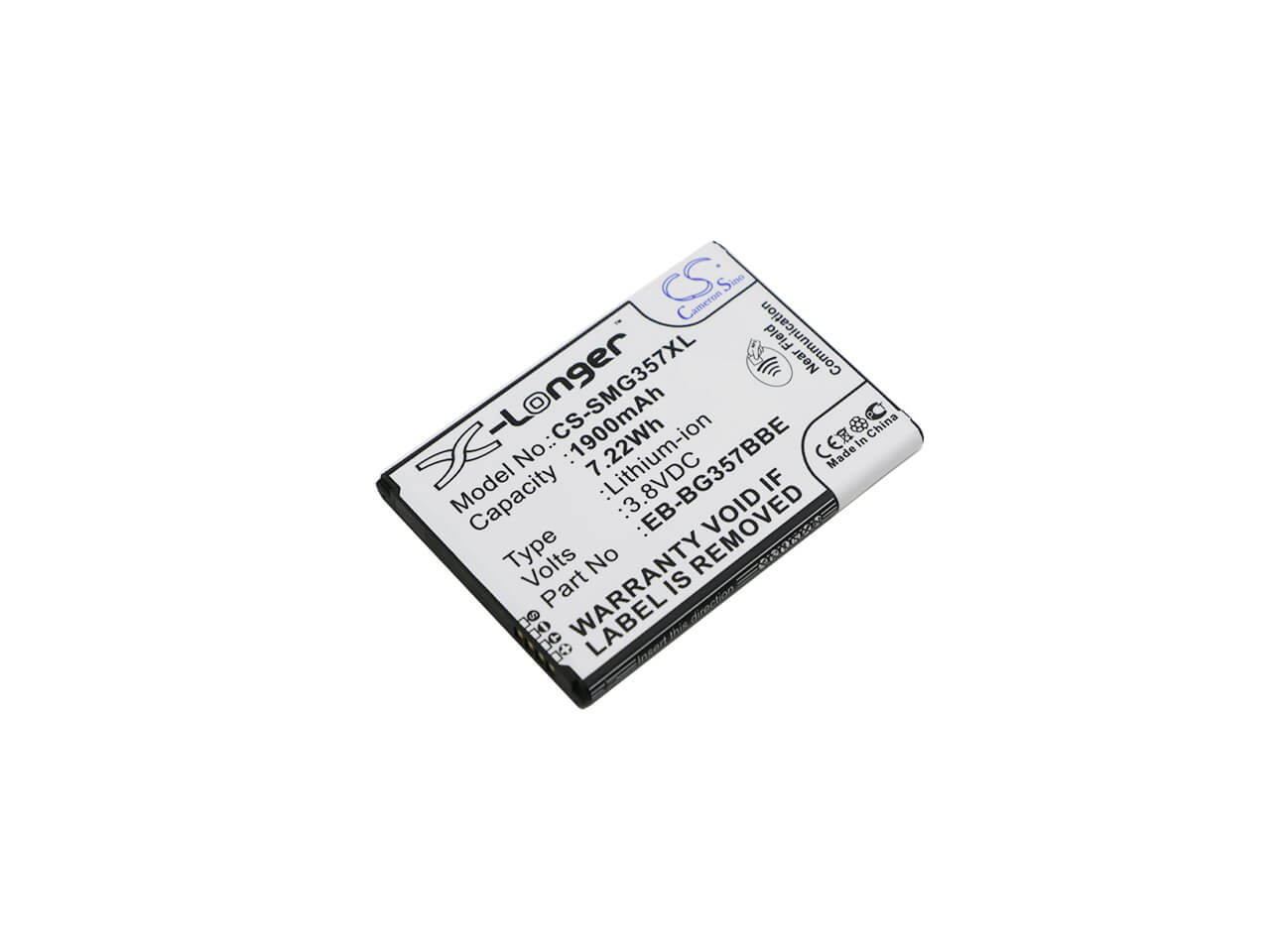CS-SMG357XL, Mobile, Smartphone 3.8V, 1900mAh, Li-ion Battery fits Samsung, Galaxy Ace 4 Lte, Galaxy Ace Style Lte, 7.22Wh