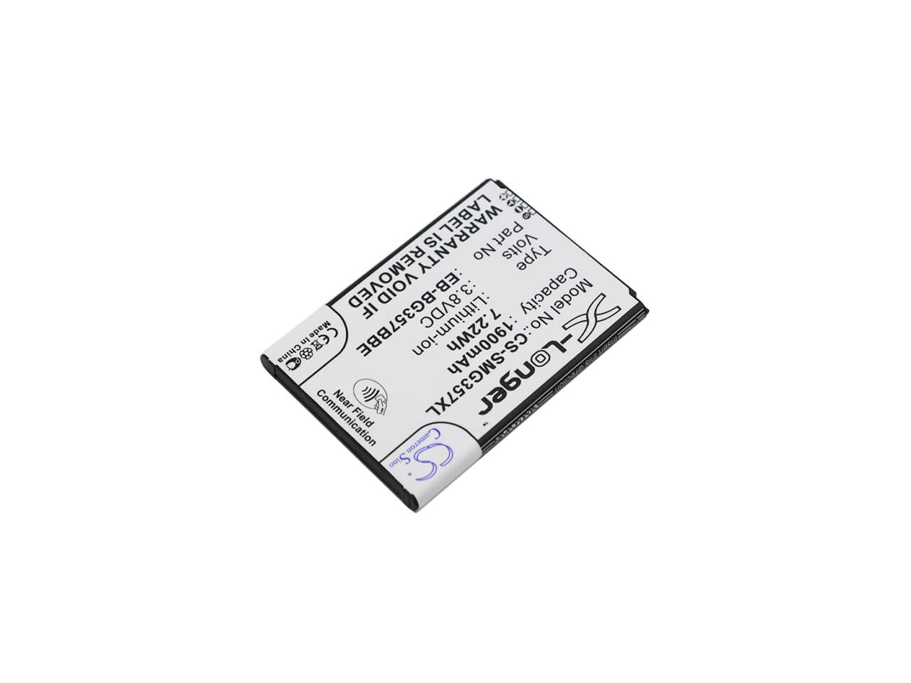CS-SMG357XL, Mobile, Smartphone 3.8V, 1900mAh, Li-ion Battery fits Samsung, Galaxy Ace 4 Lte, Galaxy Ace Style Lte, 7.22Wh