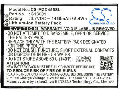 3.7V, 1460mAh, Li-ion Battery fits Navon, Md455, 5.402Wh