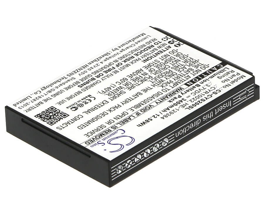3.7V, 3400mAh, Li-ion Battery fits Cyrus, Cs20, 12.58Wh