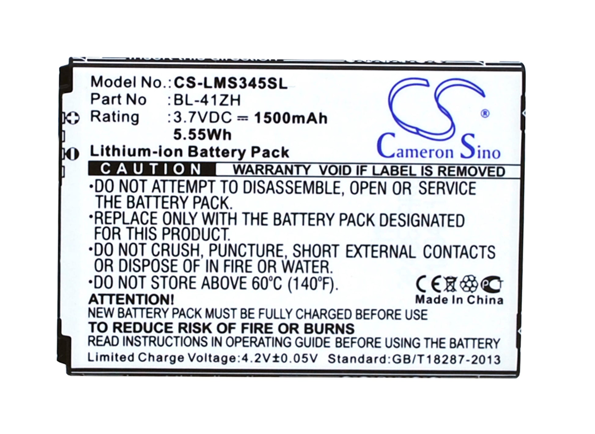 3.7V, 1500mAh, Li-ion Battery fits Lg, C40 Power, D213, 5.55Wh