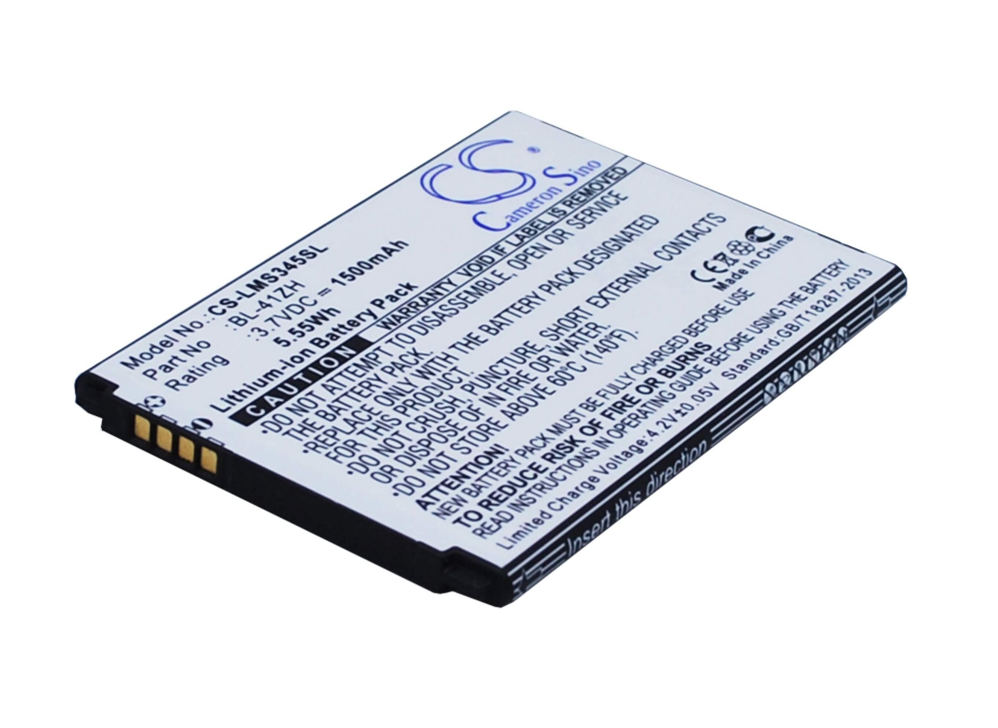 3.7V, 1500mAh, Li-ion Battery fits Lg, C40 Power, D213, 5.55Wh