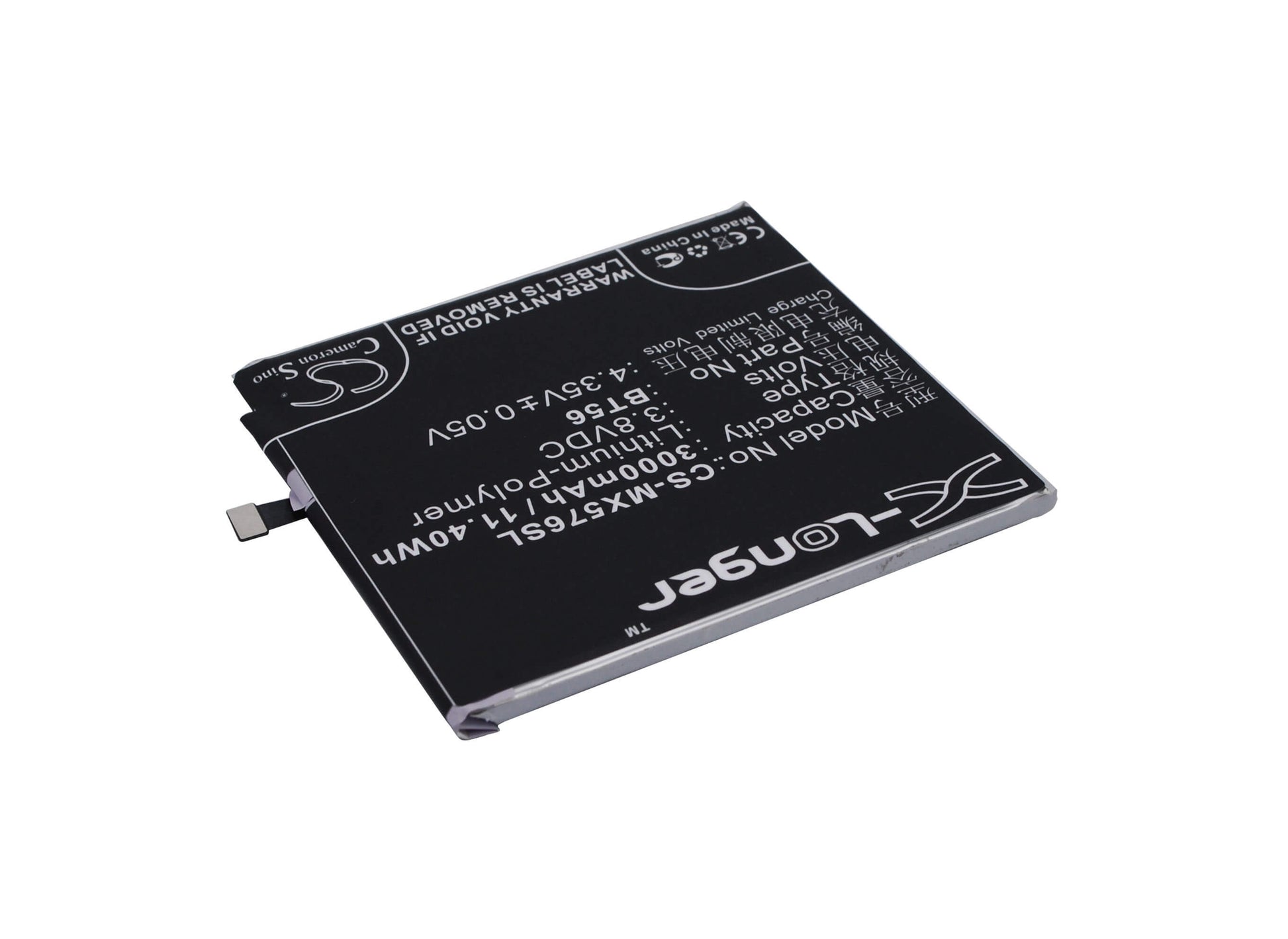 3.8V, 3000mAh, Li-Polymer Battery fits Meizu, M576, M576u, 11.4Wh