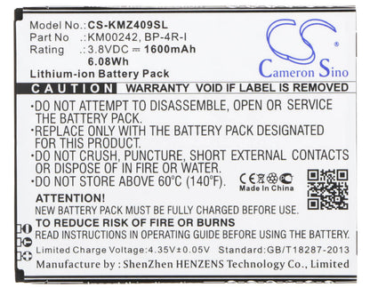 3.8V, 1600mAh, Li-ion Battery fits Highscreen, Prime S, 6.08Wh