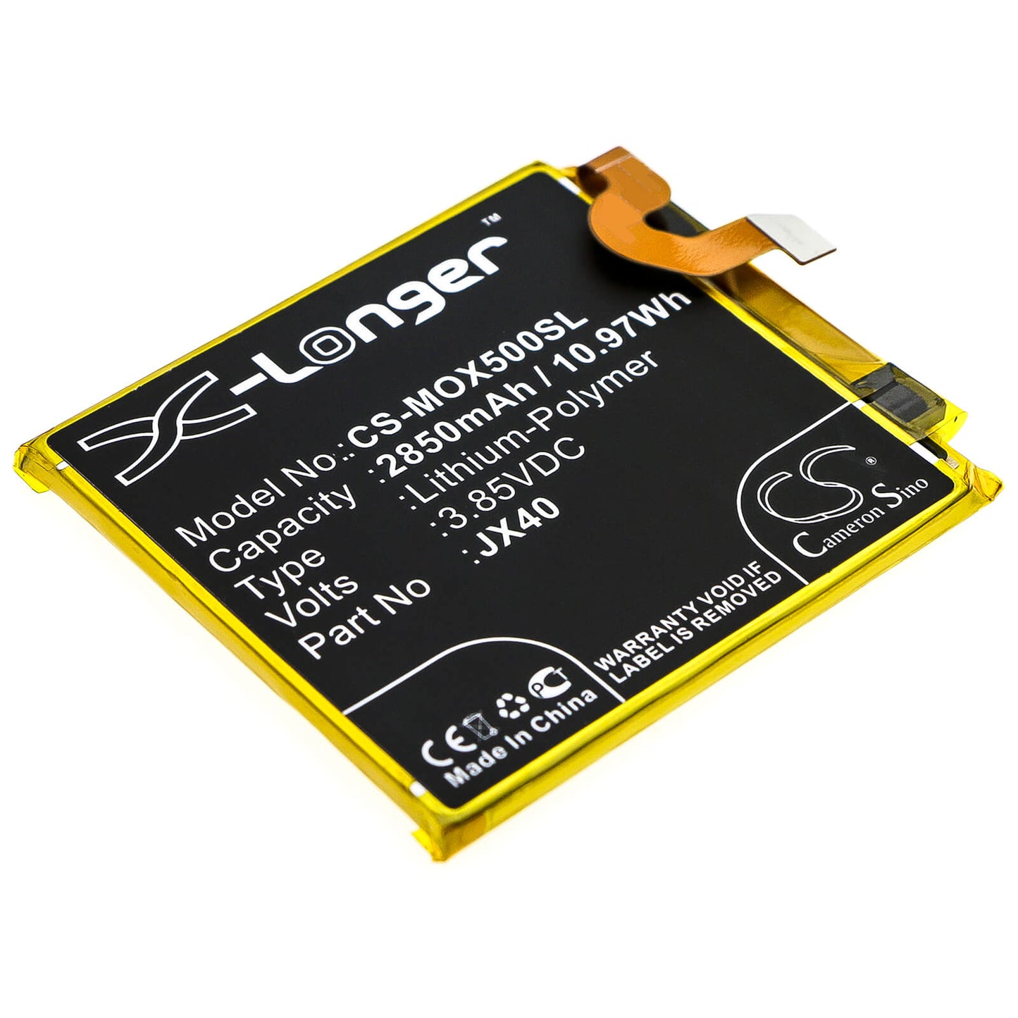3.85V, 2850mAh, Li-Polymer Battery fits Motorola, Moto X5, 10.9725Wh