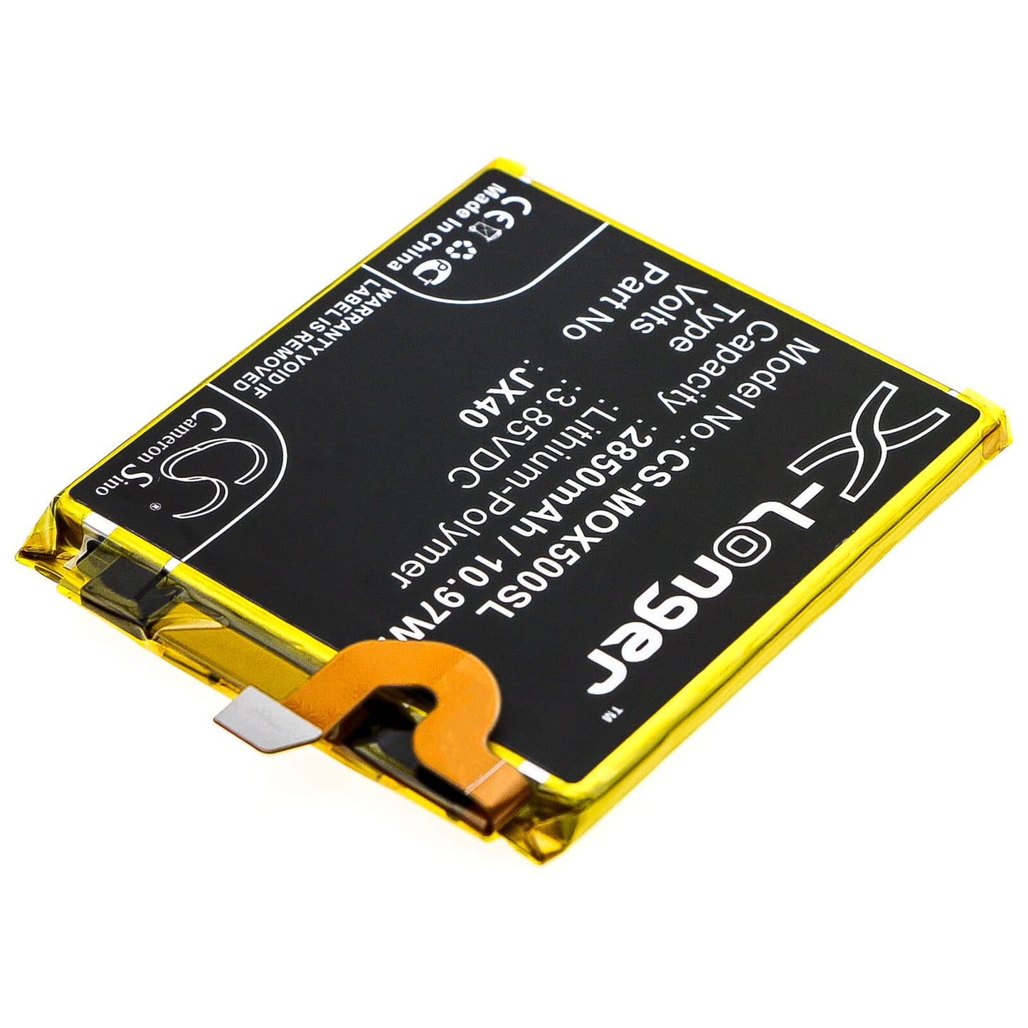 3.85V, 2850mAh, Li-Polymer Battery fits Motorola, Moto X5, 10.9725Wh