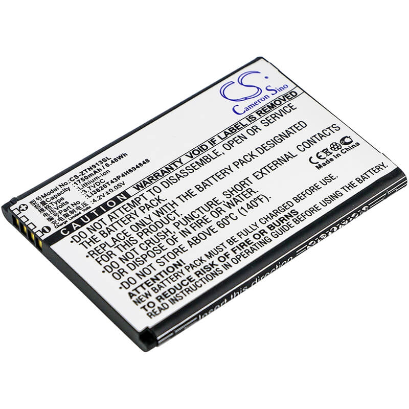 3.7V, 1750mAh, Li-ion Battery fits Zte, Maven 3, N9136, 6.475Wh
