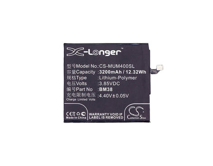3.85V, 3200mAh, Li-Polymer Battery fits Xiaomi, Mi 4s, Mi 4s Dual Sim, 12.32Wh