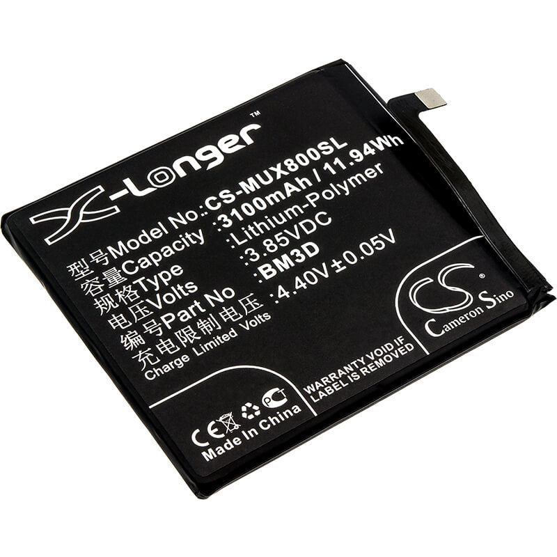 3.85V, 3100mAh, Li-Polymer Battery fits Xiaomi, M1805e2a, Mi 8 Se, 11.935Wh