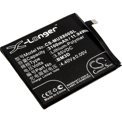 3.85V, 3100mAh, Li-Polymer Battery fits Xiaomi, M1805e2a, Mi 8 Se, 11.935Wh