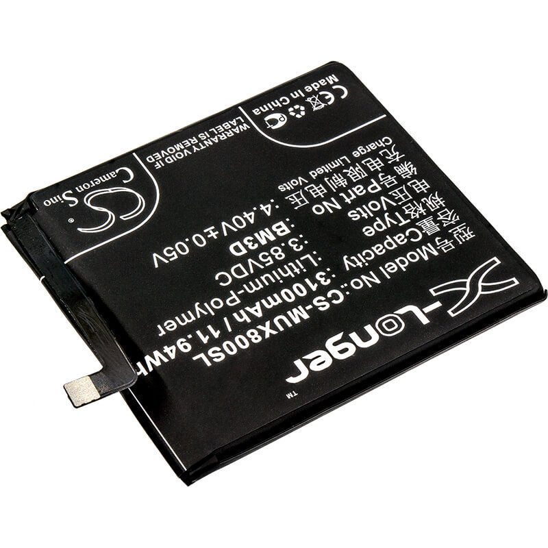 3.85V, 3100mAh, Li-Polymer Battery fits Xiaomi, M1805e2a, Mi 8 Se, 11.935Wh