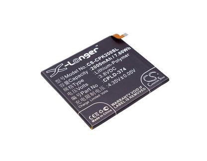 3.8V, 2000mAh, Li-Polymer Battery fits Coolpad, Ivvi K2, Ivvi K2-01, 7.6Wh