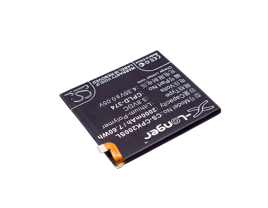 3.8V, 2000mAh, Li-Polymer Battery fits Coolpad, Ivvi K2, Ivvi K2-01, 7.6Wh