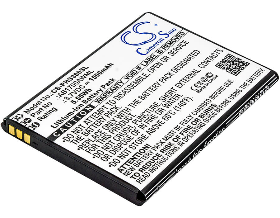 3.7V, 1500mAh, Li-ion Battery fits Philips, Cts388, S388, 5.55Wh