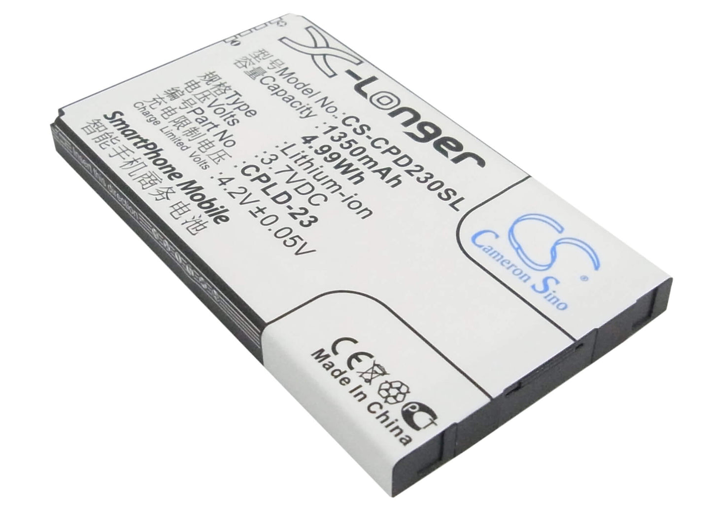 3.7V, 1350mAh, Li-ion Battery fits Coolpad, 8688, 4.995Wh
