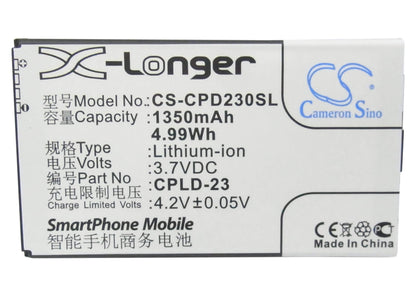 3.7V, 1350mAh, Li-ion Battery fits Coolpad, 8688, 4.995Wh