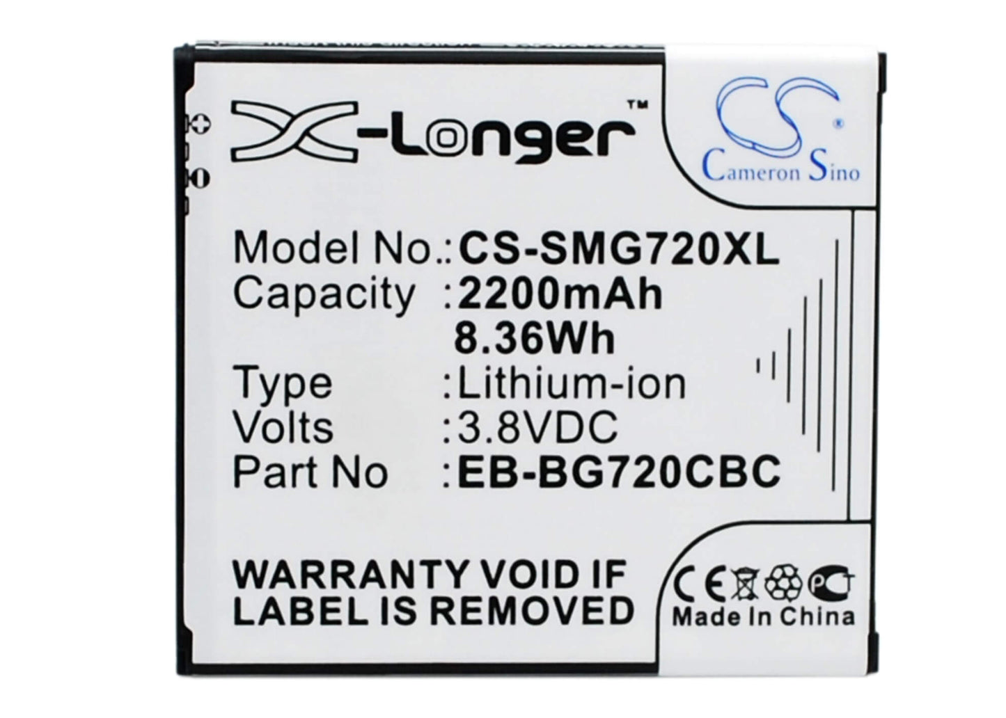 3.8V, 2200mAh, Li-ion Battery fits Samsung, Galaxy Grand 3, Galaxy Grand 3 Duos, 8.36Wh