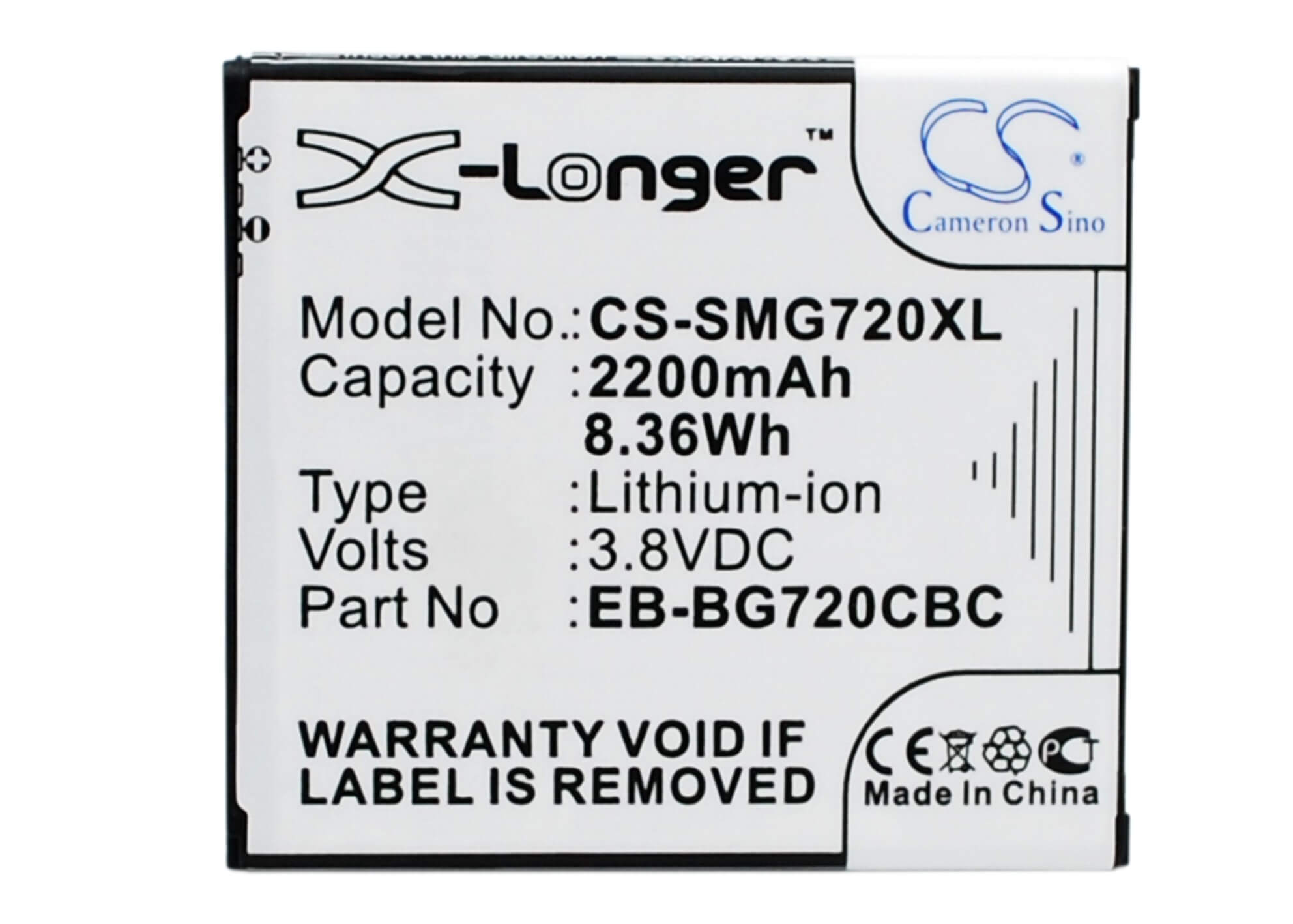 3.8V, 2200mAh, Li-ion Battery fits Samsung, Galaxy Grand 3, Galaxy Grand 3 Duos, 8.36Wh