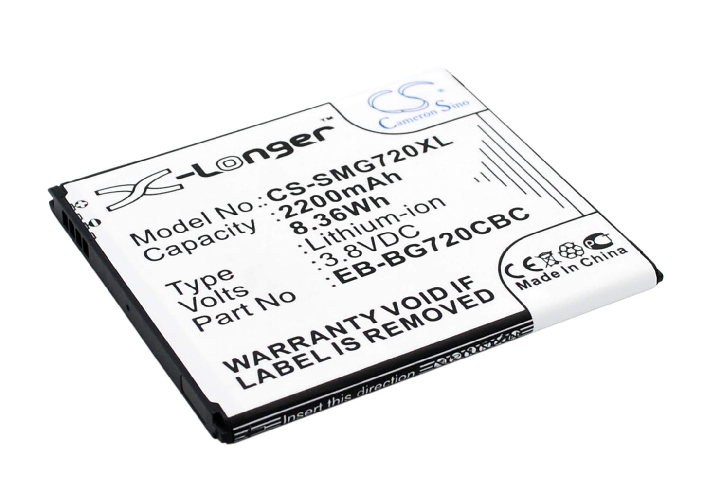 3.8V, 2200mAh, Li-ion Battery fits Samsung, Galaxy Grand 3, Galaxy Grand 3 Duos, 8.36Wh