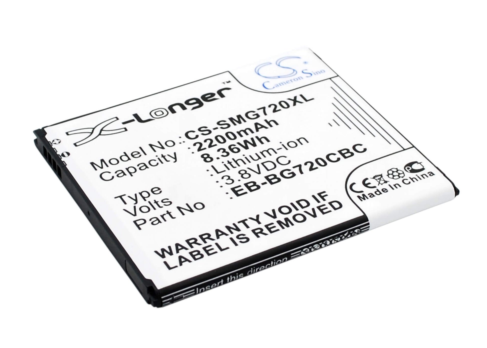 3.8V, 2200mAh, Li-ion Battery fits Samsung, Galaxy Grand 3, Galaxy Grand 3 Duos, 8.36Wh