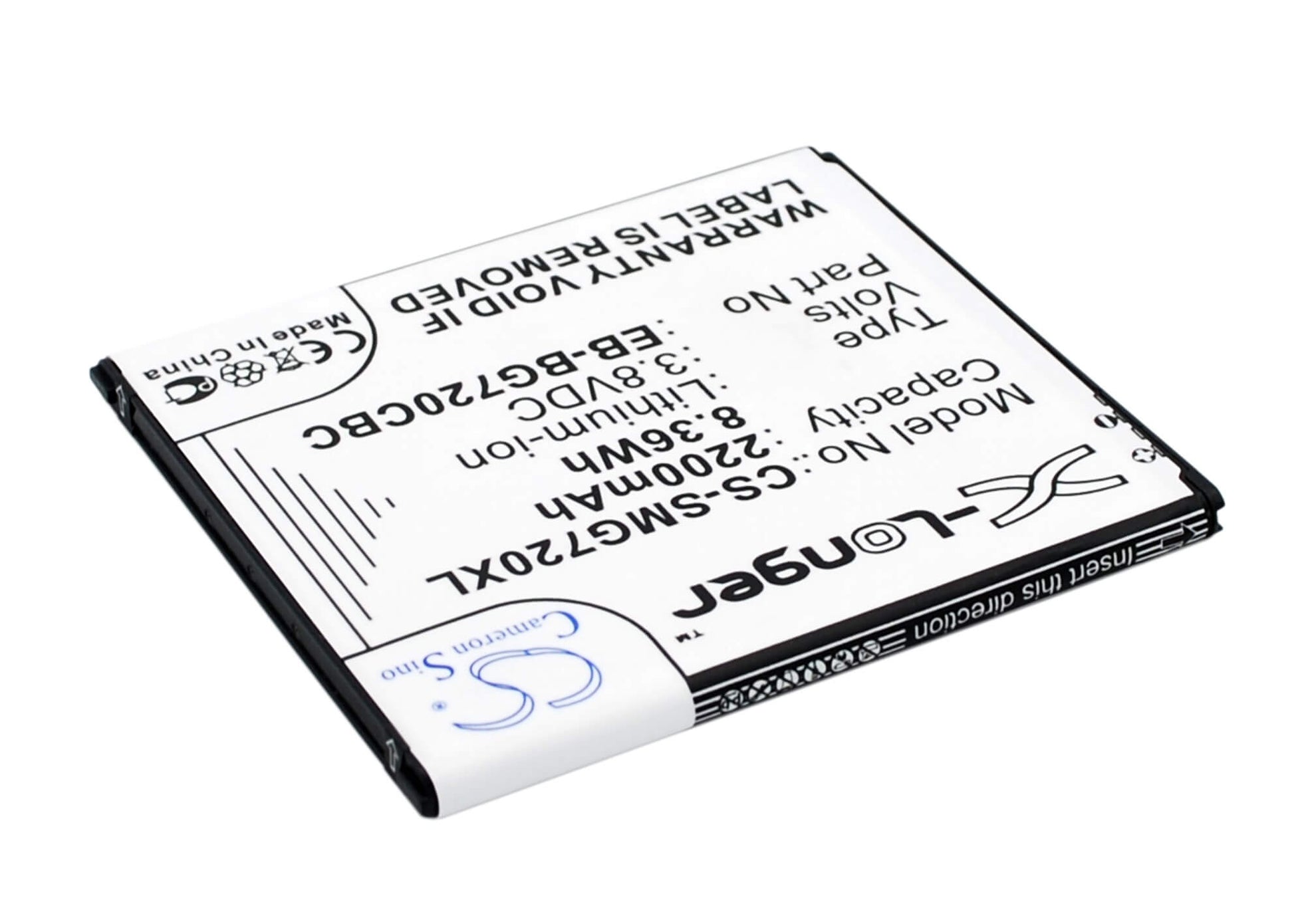 3.8V, 2200mAh, Li-ion Battery fits Samsung, Galaxy Grand 3, Galaxy Grand 3 Duos, 8.36Wh