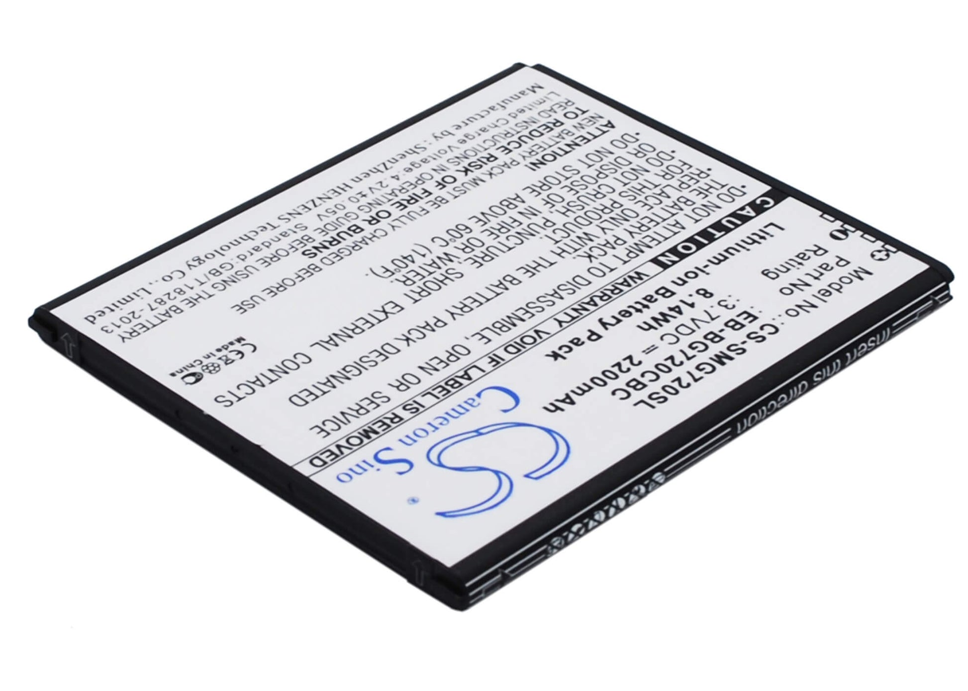 3.7V, 2200mAh, Li-ion Battery fits Samsung, Galaxy Grand 3, Galaxy Grand 3 Duos, 8.14Wh