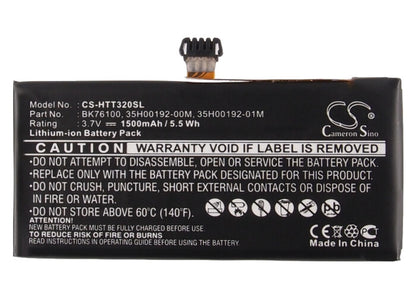 3.7V, 1500mAh, Li-Polymer Battery fits Htc, One V, One V1, 5.55Wh