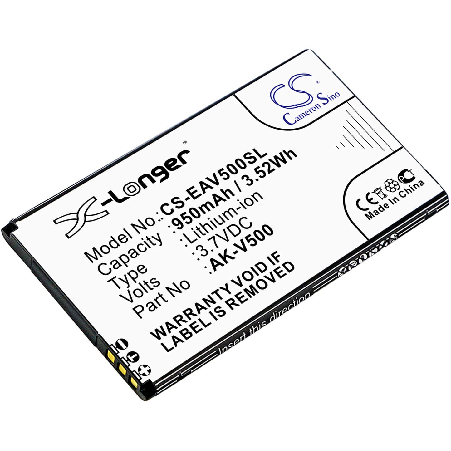 3.7V, 950mAh, Li-ion Battery fits Emporia, Prime, 3.515Wh