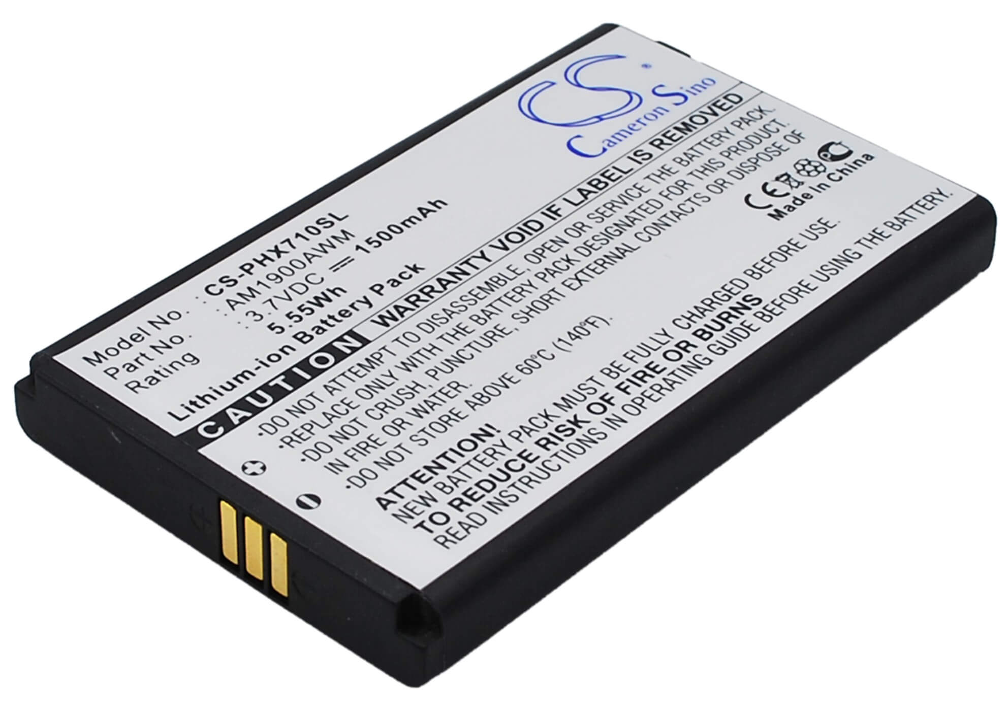 3.7V, 1500mAh, Li-ion Battery fits Philips, Xenium X710, 5.55Wh