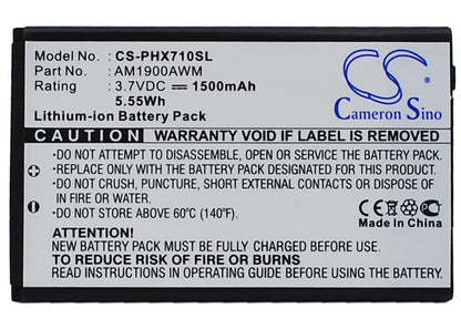 3.7V, 1500mAh, Li-ion Battery fits Philips, Xenium X710, 5.55Wh