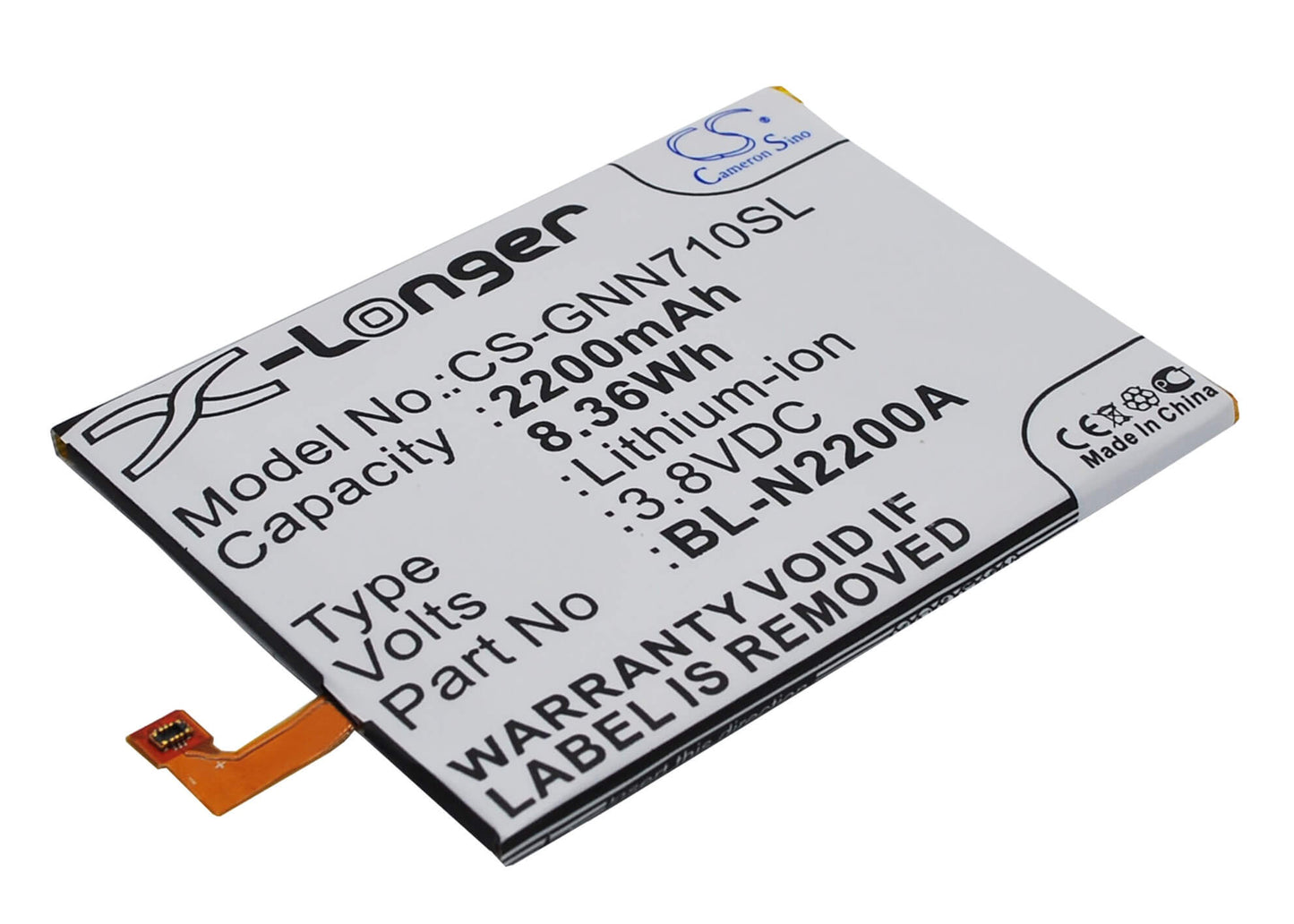 3.8V, 2200mAh, Li-Polymer Battery fits Gionee, E7 Mini, 8.36Wh