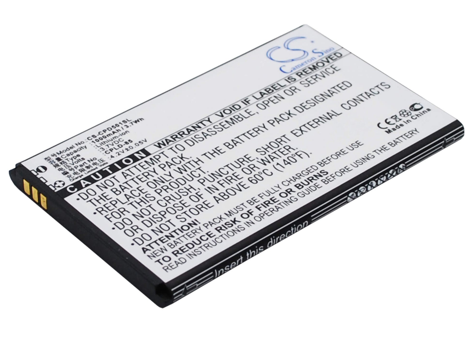 3.7V, 1000mAh, Li-ion Battery fits Coolpad, 5010, 3.7Wh