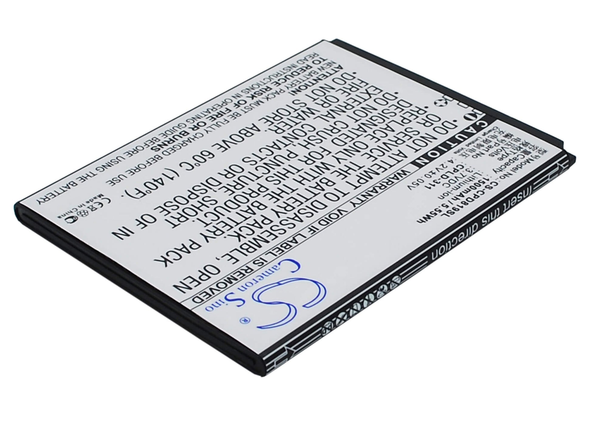 3.7V, 1500mAh, Li-ion Battery fits Coolpad, 7295c, 8198t, 5.55Wh