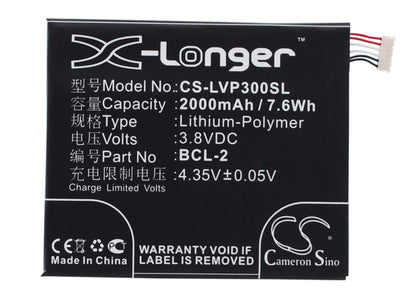 3.8V, 2000mAh, Li-Polymer Battery fits Lava, Iris Pro 30, 7.6Wh