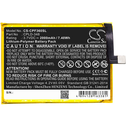3.7V, 2000mAh, Li-Polymer Battery fits Coolpad, 3602u, 7.4Wh