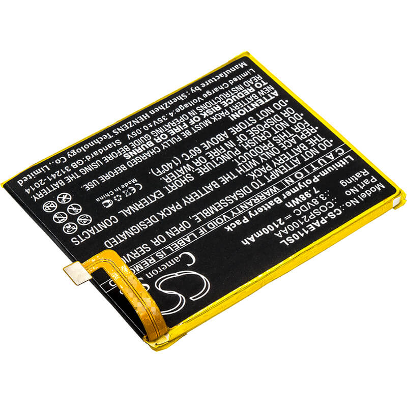 3.8V, 2100mAh, Li-Polymer Battery fits Panasonic, Eluga A, Eluga S, 7.98Wh