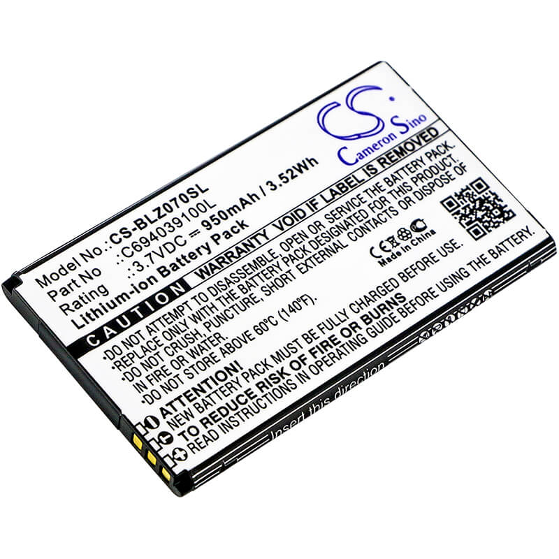 3.7V, 950mAh, Li-ion Battery fits Blu, Z070, Z070u, 3.515Wh