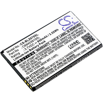 3.7V, 950mAh, Li-ion Battery fits Blu, Z070, Z070u, 3.515Wh