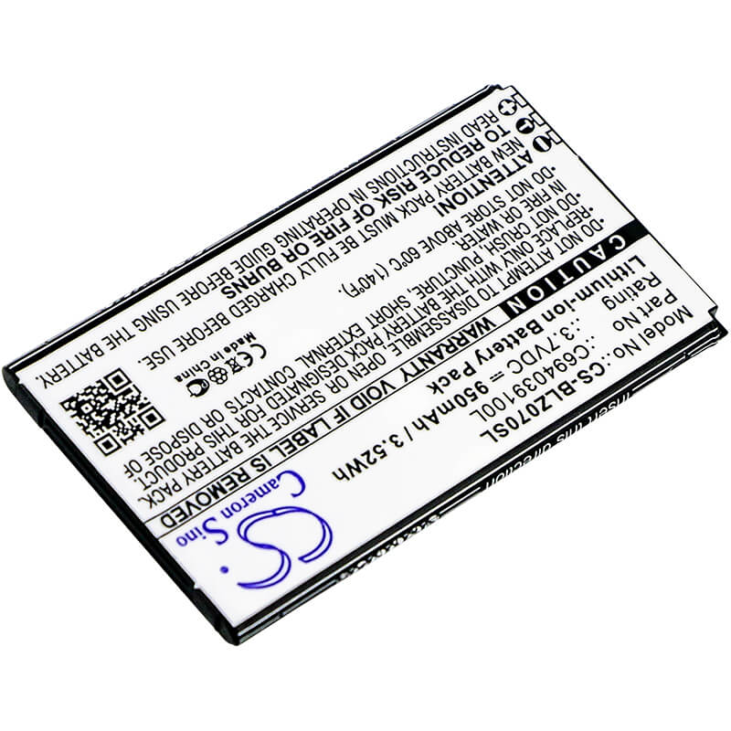 3.7V, 950mAh, Li-ion Battery fits Blu, Z070, Z070u, 3.515Wh