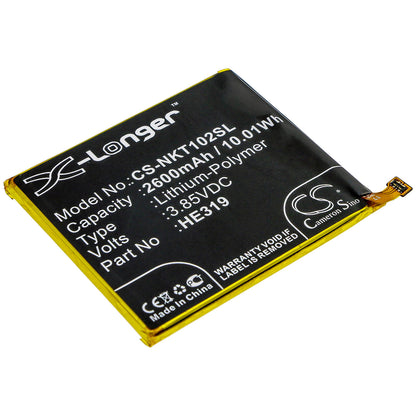 3.85V, 2600mAh, Li-Polymer Battery fits Nokia, Nokia 3, Ta-1020, 10.01Wh