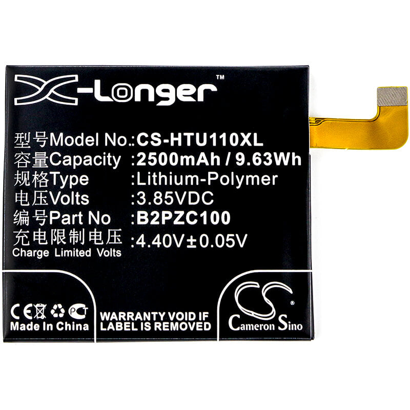 3.85V, 2500mAh, Li-Polymer Battery fits Htc, 2pzc, 2pzc100, 9.625Wh